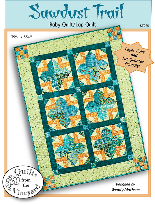 Sawdust Trail Lap or Baby Quilt Pattern. Digital download/pdf file.