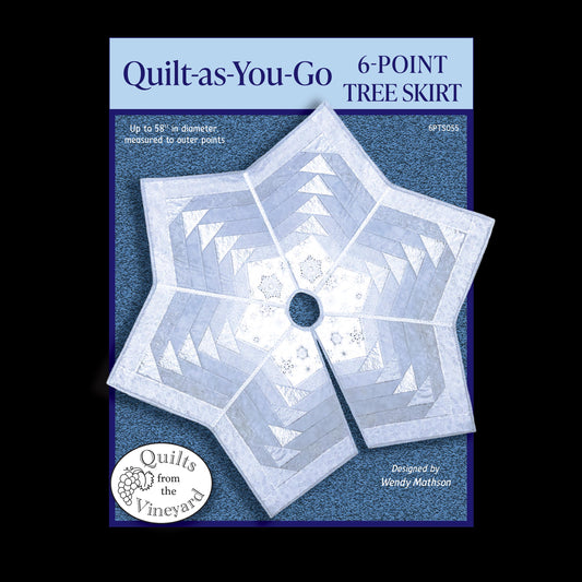 Quilt-as-you-go tree skirt pattern with 6 panels. Digital download/pdf file.
