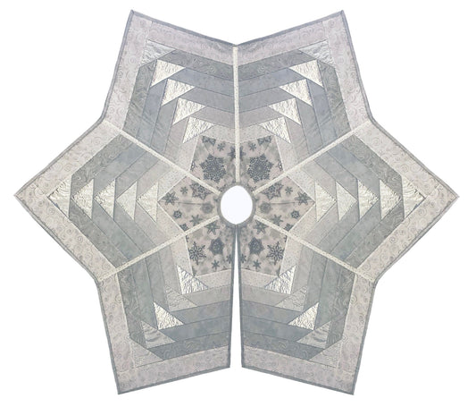 Quilt-as-you-go tree skirt pattern with 6 panels. Digital download/pdf file.